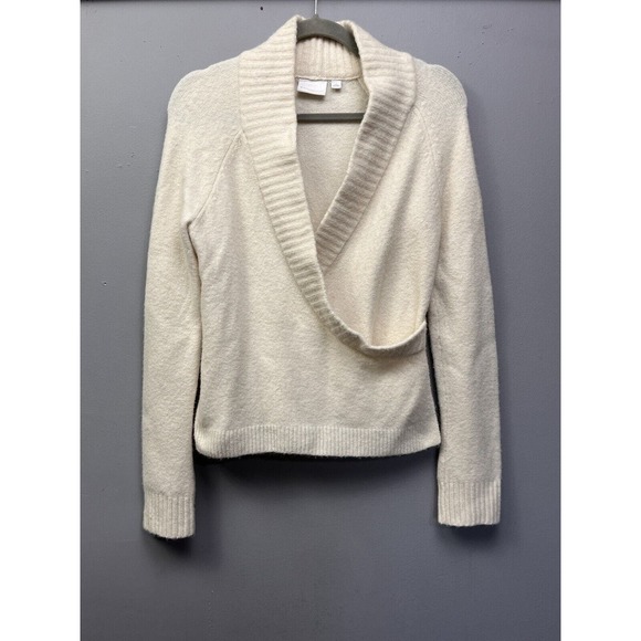 Anthropologie Sweaters - Anthropologie ett:twa Sweater Womens Small Cream Wool Blend Faux Wrap Neutral